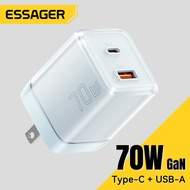 2.18Essager 70W USB A Type C Charger GaN Fast Charge Charger QC4.0 3.0 PD3.0 USB A+C Charger For IPh