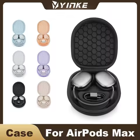 Yinke Travel Case For Apple AirPods Max Sleep Mode Support Double Zipper Design Shockproof EVA With 