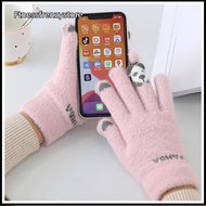 [FF] 1Pair Women Warm Winter Touch Screen Gloves Stretch Knit Mittens Wool Full Finger Female Croche