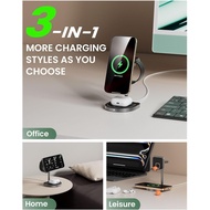 3-Point Power 3 in 1 Charging Station for Apple, KU XIU X85 Aluminum Alloy Magnetic Wireless Charger