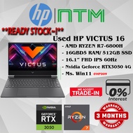 #HP309 USED HP VICTUS 16 AMD RYZEN 7-6800H 16GBD4 512GB SSD Nvidia RTX3050 RTX 3050 4G Gaming Laptop