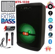 KTS-1330 Wireless Portable Bluetooth Speaker With Led Light Support MicFMAUXUSBTF Card [With Wireless Mic+Wire Mic]
