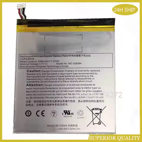 2980mAh MC-308594 / MC 308594 / MC308594 Replacement Battery For Amazon Kindle Fire 7 5th Gen SV98LN