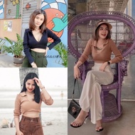 SpinnyHouse Korean Style Transparent Sweater Water Drop Neck No Matter How Cold You Are Can Wear It.