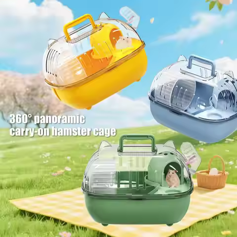Small Pet Travel Cage Travel Hamster Cage with Transparent Dome Small Portable Pet Carrier with Vent