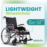 Soma Agile Lightweight Wheelchair 100 KG Capacity, Silver Frame, Black Cushion, Adjustable Footrest,