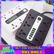 【Malaysia Spot Sale】Universal 6 Power Socket Extension With USB Ports Adapter Socket Output 2.1 Amp 