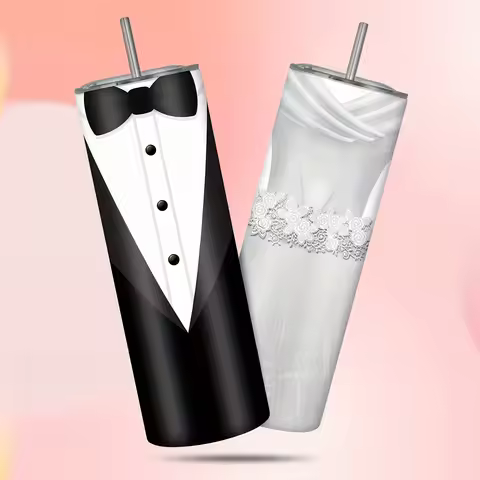 20oz Stainless Steel Water Bottle Set for Couples – Machine Washable,, Leak-Proof, Double-Wall Insul