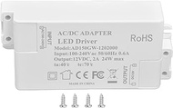 24W Low Voltage Transformer,12Volt LED Power Supply DriverConstant Voltage No Flicker,170-240V AC To 24V DC Converter for LED Strip, Spotlight Cabinet Tape Lights (50/60HZ)