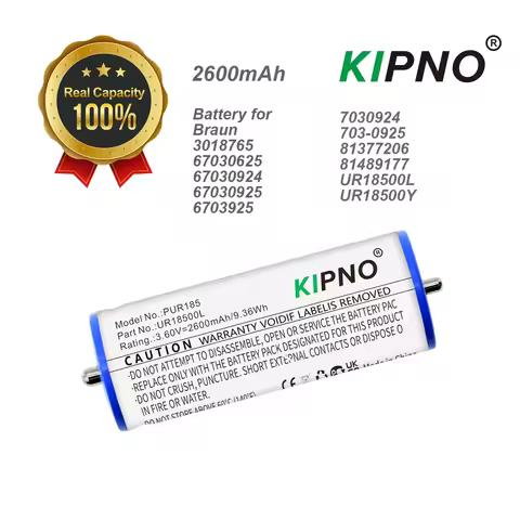 2600mAh Replacement Battery for Braun UR18500L 3018765 720 730cc Epil 7 730S-4 Shaver 2600mAh Long-L