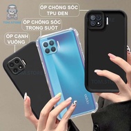 Oppo A73 / A93 / A72 5G / A73 5G shockproof case black, cream, square border, transparent shockproof