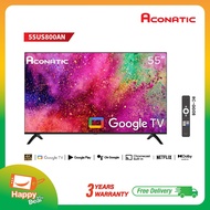 Aconatic ทีวี 55 นิ้ว 4K UHD Google TV รุ่น 55US800AN HDR10 Dolby Google Assistant Netflix YouTube B