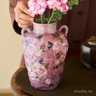 Yuma Ma Gaya Sama Jingdezhen Asli yang dilukis dengan tangan Underglaze Artistik Retro Rose Pasu unt