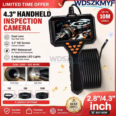 Handheld Borescope Single & Dual Industrial Endoscope Camera 4.3” 2.8“ IP67 Waterproof HD1080P 8mm P