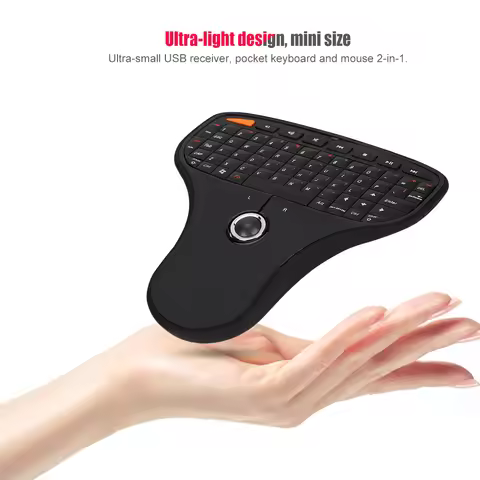 N5901 QWERTY Keyboard Trackball 2.4G Wireless Mini USB MultiMedia Keyboard for TV Computer Trackball