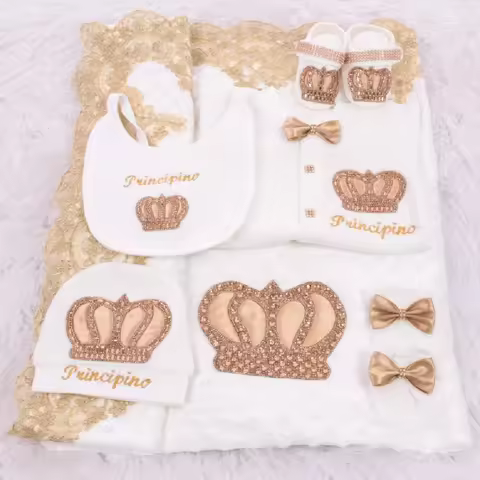 Dollbling Embroidery Name Parajam Royal UK Baby Gift Set Cotton Newborn Nursery Bedding Set receivin