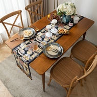 American retro table runner, color-woven jacquard, ethnic style with tassels, household polyester ta