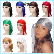 WITTE Silk Durag, Pre-Tied Elastic Bandana, Breathable Adjustable Men Women Pirate Hat