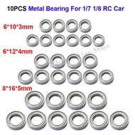 10Pcs RC Metal Bearing 8x16x5mm 6x12x4mm 6x10x3mm Bearings For 1/7 1/8 ZD Racing RC Car Differential