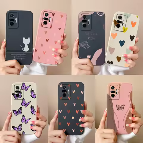 For Redmi Note 10 Pro Max Cases Love Heart Liquid Silicone Camera Protection Back Cover For Xiaomi R