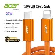 Acer Type C Fast Charge Cable 60W USB C to C PD Cable / 27W USB C to L Cable 1M 1.5M 2M
