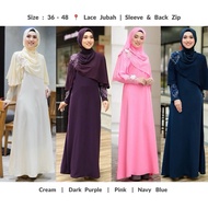 36 - 48 | Jubah Lace Bunga 3D . Muslimah Dress . Sedondon Bridesmaid . Jubah Nikah Pengantin . Jubah