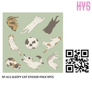 HEARYOUSHOP 9PCS CUTE SLEEPY CAT STICKER PACK SP-A11 DIY DECORATION CRAFT SEAL LABEL STATIONERY