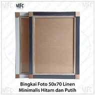 Minimalist linen 50x70 photo frame 5 cm Black and white