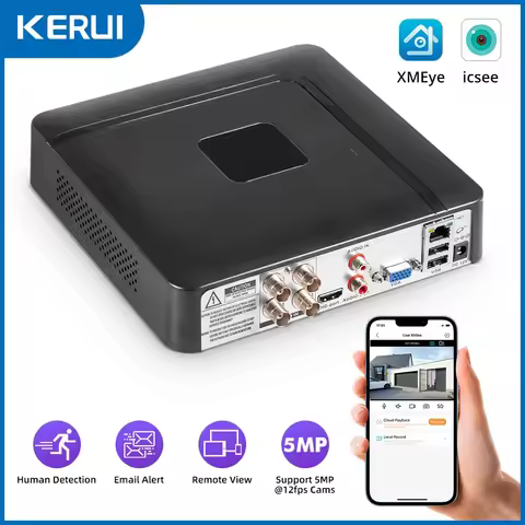 KERUI H.265 5MP 4CH DVR Digital Video Recorder Home Security Camera System 5M-N 6 in 1 XVI AHD TVI C