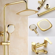 Biggers gold color brass bathroom shower faucet set with rainfall shower head hand shower head