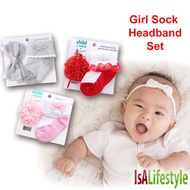 IsAlifestyle 2 in 1 Infant Elastic Stretchy Baby Girl Sock Headband Gift Set Newborn NB-6m
