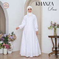 KATUN AMMARA FASHION | KHANZA DRESS Pure White Gamis Premium Embossed Embroidery Cotton Hajj Umrah I