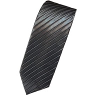 Dark Gray Pleated Silk Tie With Built-In Pattern Quality Brand Medium Size 8 X 150 cm (3 Inches)
