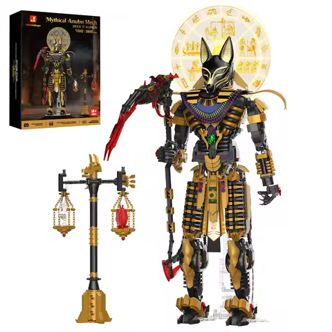 JMBricklayer 3845PCS Anubis Egyptian God LED Light Up Building Blocks Mech Model Kit Statue Display 