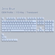 WOMIER Jello Blue 113 Keys OEM Profile Keycaps Double Shot PBT Custom Keyboard Key Cap Cover for 60% 65% 70% 100% Cherry Gateron MX Switches Mechanical Keyboard