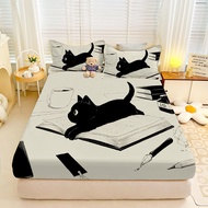 Soft Bed Sheet Pure Cotton Bed Sheet Cat Pattern 3.5 Feet 5 Feet 6 Feet 6.5 Feet
