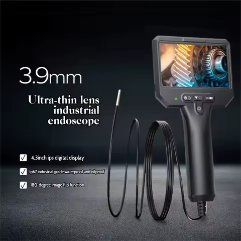 1080P HD Industrial Endoscope 3.9mm Lens 4.3" IPS Screen Rigid Cable IP67 Waterproof for Car Engine 