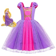 Kids Cosplay Rapunzel Dress Disney Cartoon Tangled Princess Costume Girls Summer Dress