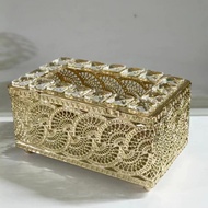 Kotak Tisu | tempat tissue gold | Tempat Tisu Kaca Elegant | Kotak Tissue Kristal | Tempat tisu emas