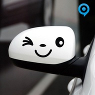 [LAG] 2Pcs Y-111 Car Sticker Waterproof Non-fading Cartoon Reflective Cute Smile Rearview Mirror Sticker for Modification