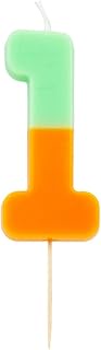 Talking Tables Orange and Green Number 1 Candle for Cakes | Colourful Birthday Cake Topper Decoratio