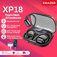 ERAZER XP18 AI Translator Earbuds with 3000mAh Power Bank Bluetooth 6.0 Wireless OWS Design IPX5 Wat