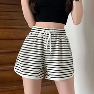 【CC】 biker Striped Shorts Women  39;s Clothing New Waist Wide Leg Hot Pants 2023 AC366