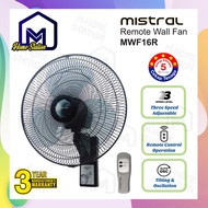 Toshiba 16” Wall Fan With Remote Control &amp; Timer F-WSA20 F-WSA20(W)MY or Mistral MWF16R MWF-16R Kipas Dinding Khind