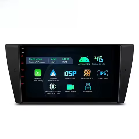 XTRONS 9 Inch Car Stereo Android 13 4+64GB Carplay Screen Android Auto Global 4G LTE AutoRadio for E