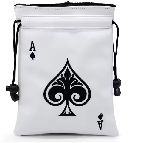 Funny Golf Valuables Pouch with Poker ACE, PU Leather Golf Tee Pouch with Drawstring Closure Golf Ba