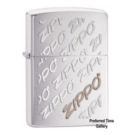(Zippo USA) 100% ORIGINAL Zippo Lighter 28642 Brushed Chrome Script