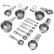 Stainless Steel Measuring Cups and Spoons Set of 14 Pieces,7 Nesting Cups and 7 Stackable Spoons Pro