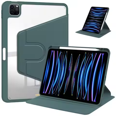Acrylic Case For iPad Pro 11inch M4 2024 360 Rotating Leather Tablet Cover For Ipad 10 Air M2 11 air
