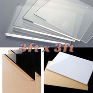 Clear White Black Acrylic Sheet [3mm - 12mm Thick] (3ft x 3ft) Pre-cut